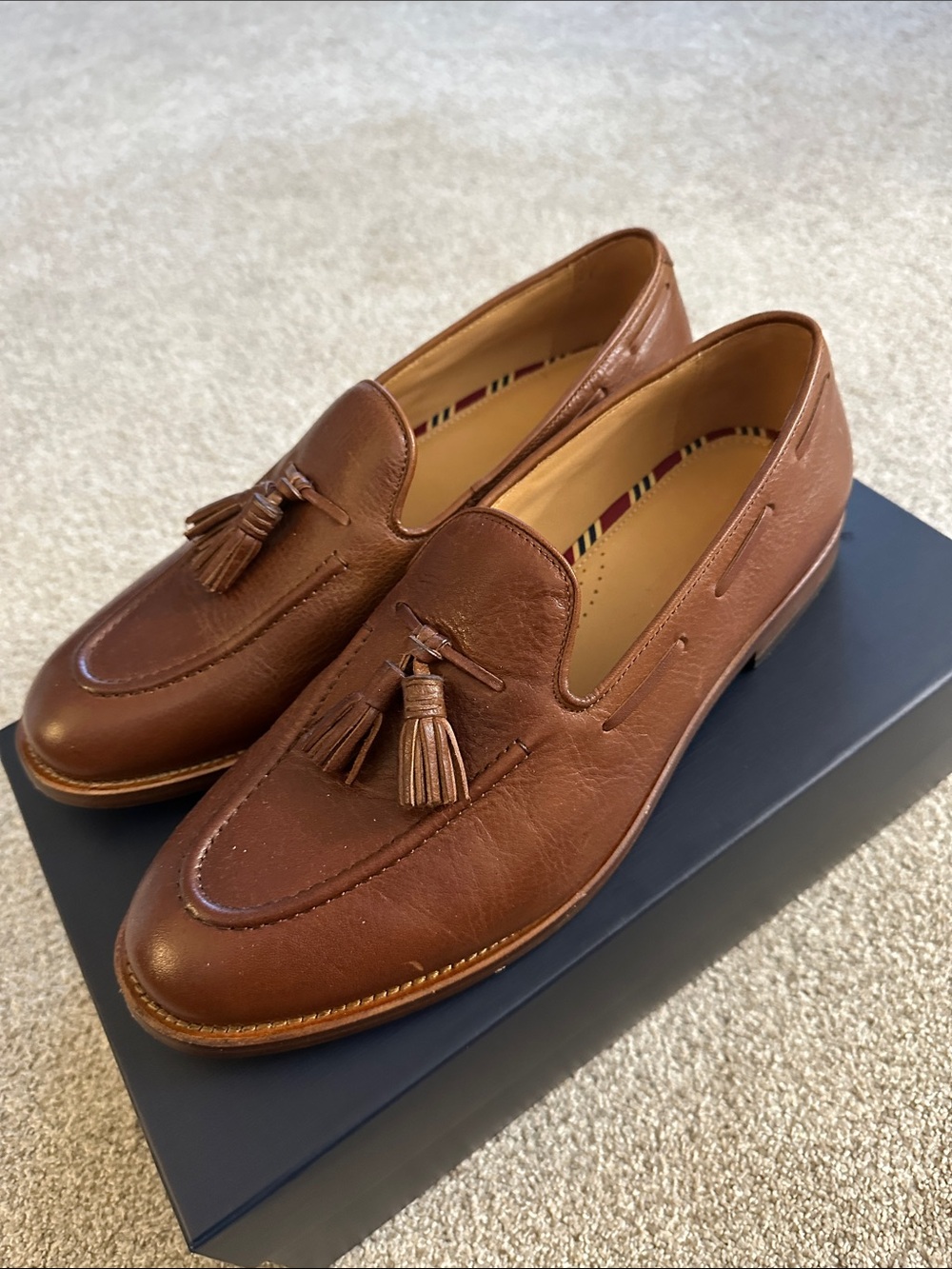 Brooks Brothers Charlton Chestnut Leather Tassel Loafers size 10